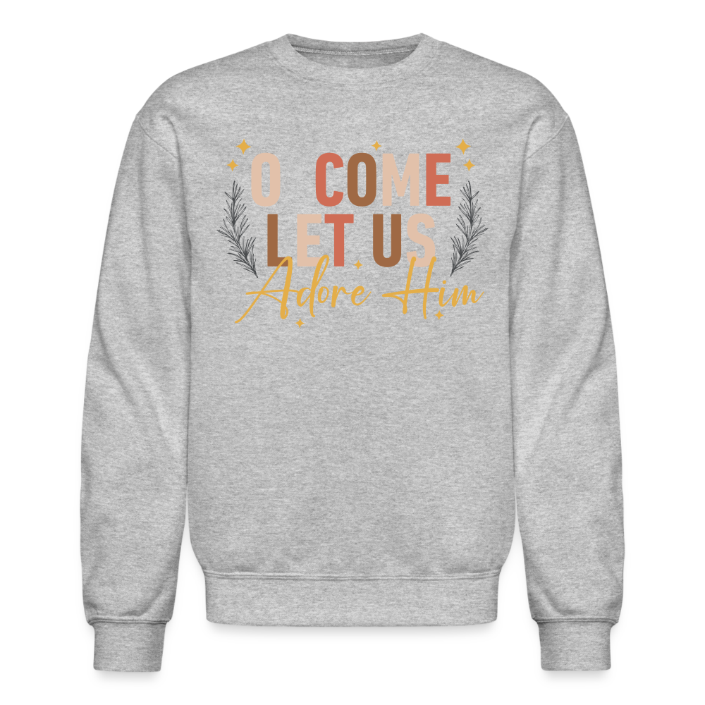 O Come Let us Adore Him Christmas Men's Sweater - heather gray