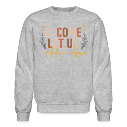 O Come Let us Adore Him Christmas Men's Sweater - heather gray