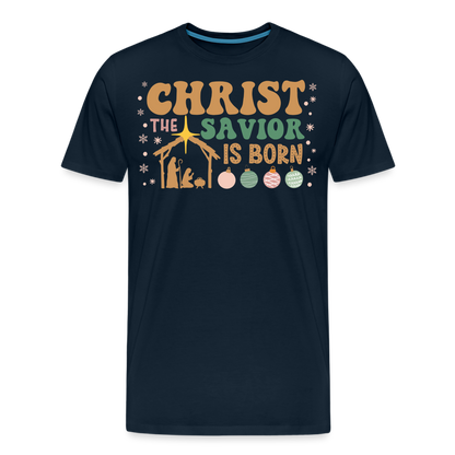 Christ the Savior is Born Christmas Family Men's Premium T-Shirt - deep navy