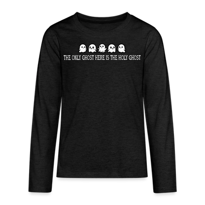 The Only Ghost Here is the Holy Ghost (W) Kid's Long Sleeve Shirt - charcoal grey