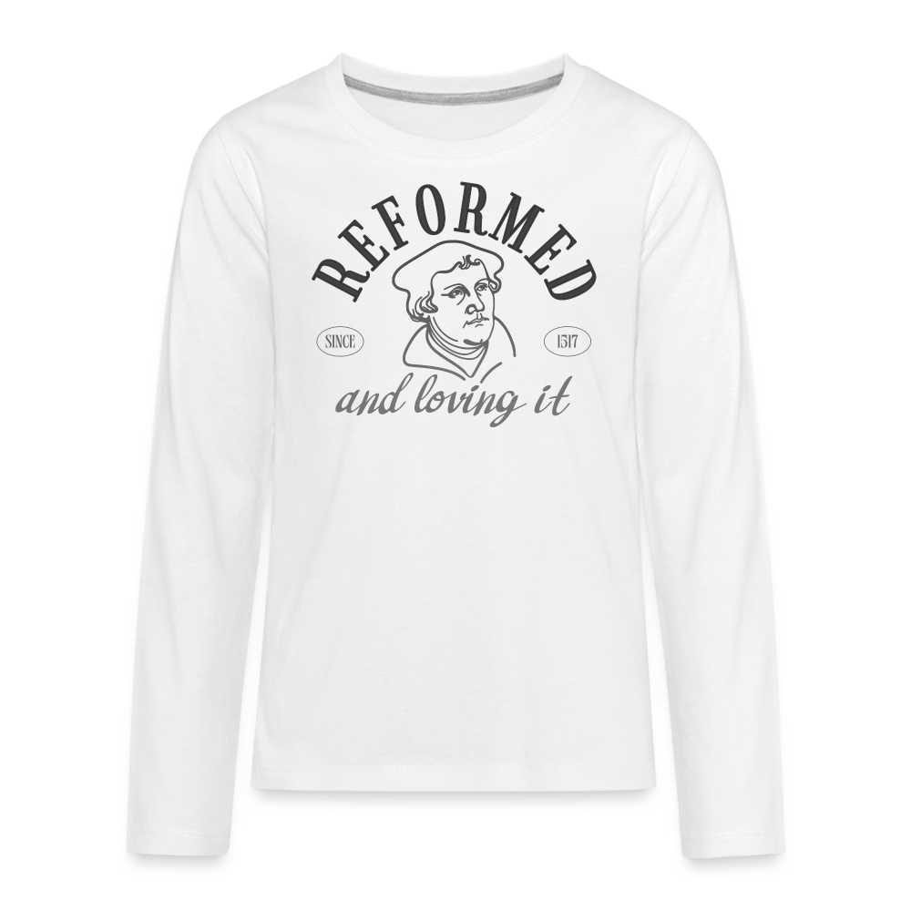 Reformed & Loving It Reformation Day Kid's Long Sleeve Shirt - white