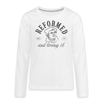 Reformed & Loving It Reformation Day Kid's Long Sleeve Shirt - white