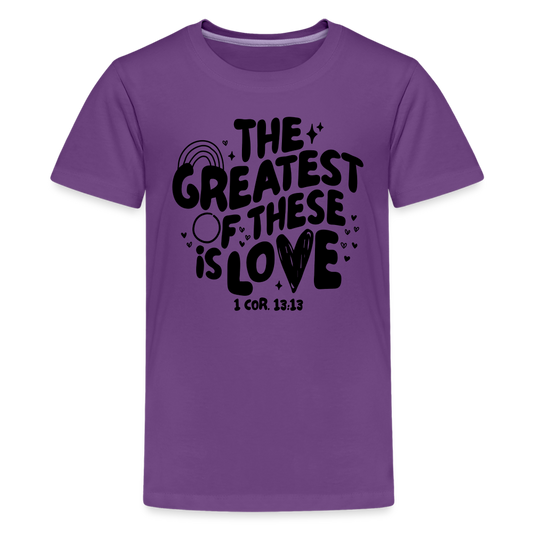 The Greatest of these is Love Kid's T-Shirt - purple