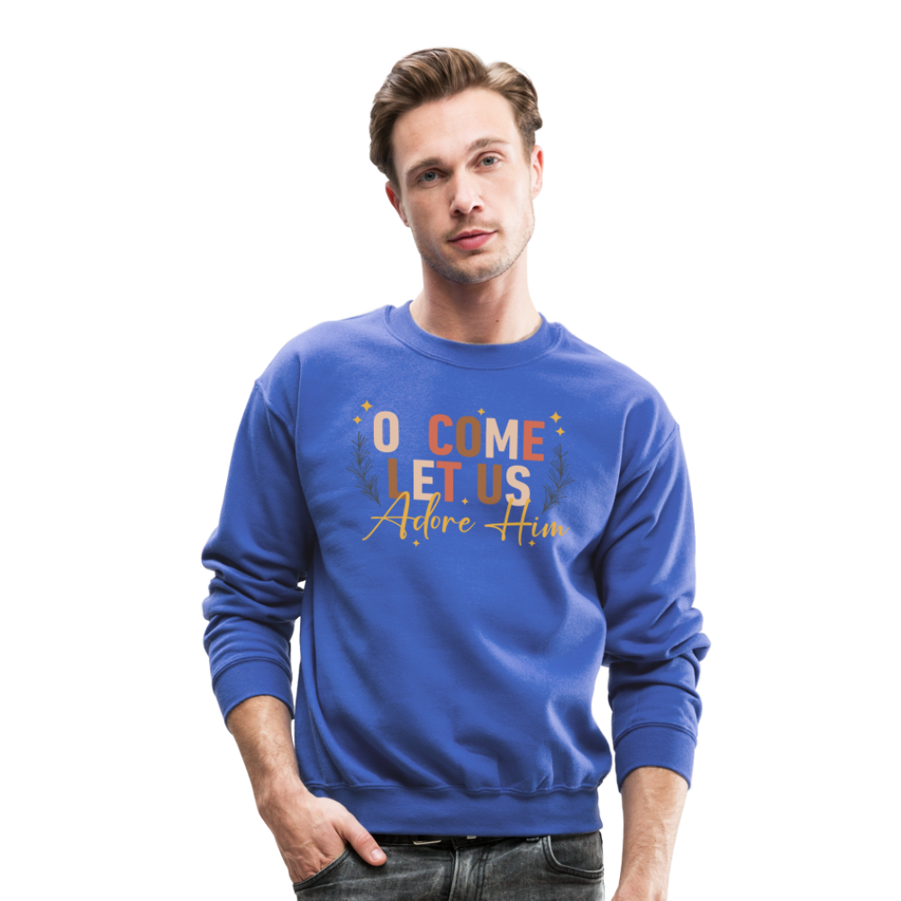 O Come Let us Adore Him Christmas Men's Sweater - royal blue