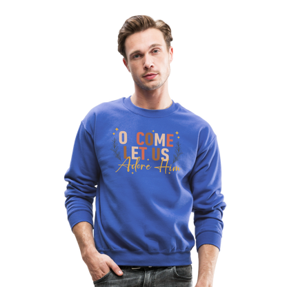 O Come Let us Adore Him Christmas Men's Sweater - royal blue