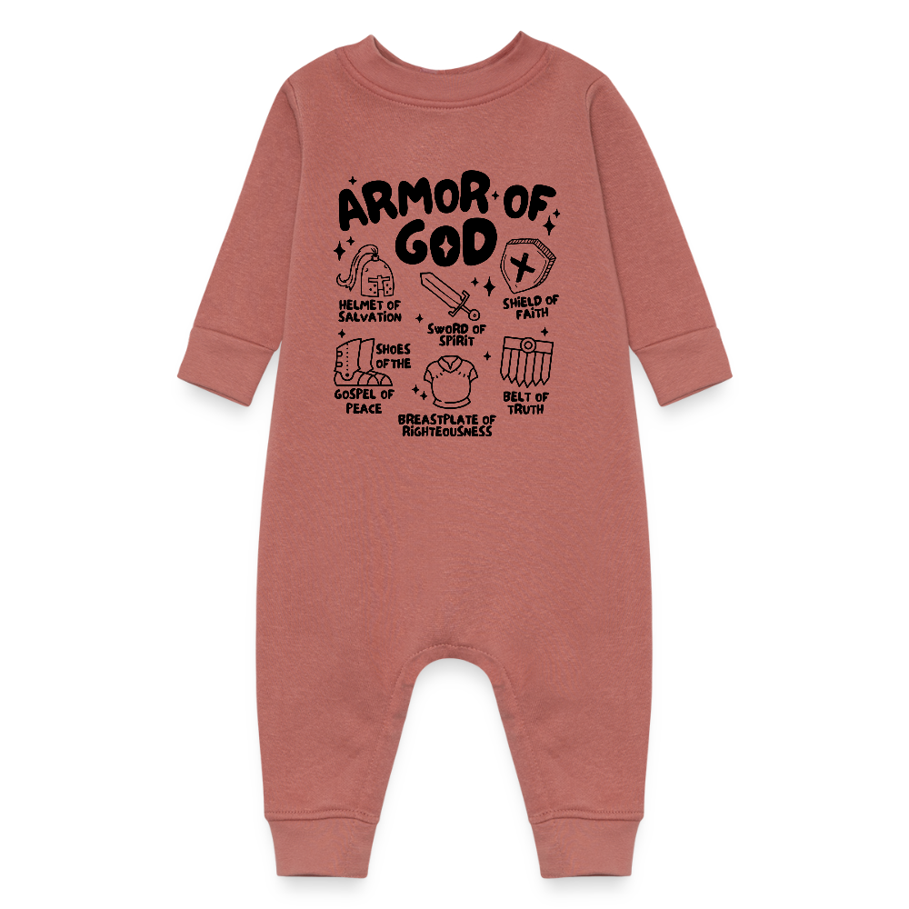 Armor of God Fleece Baby Onesie Bodysuit - mauve