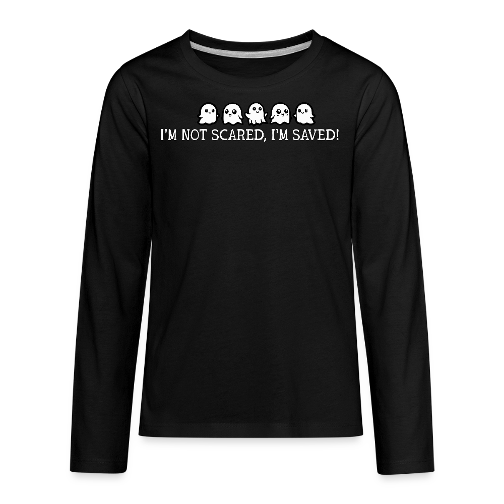 I'm Not Scared I'm Saved (W) Kid's Long Sleeve Shirt - black