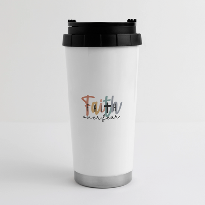 Faith Over Fear 16 oz Travel Mug - white
