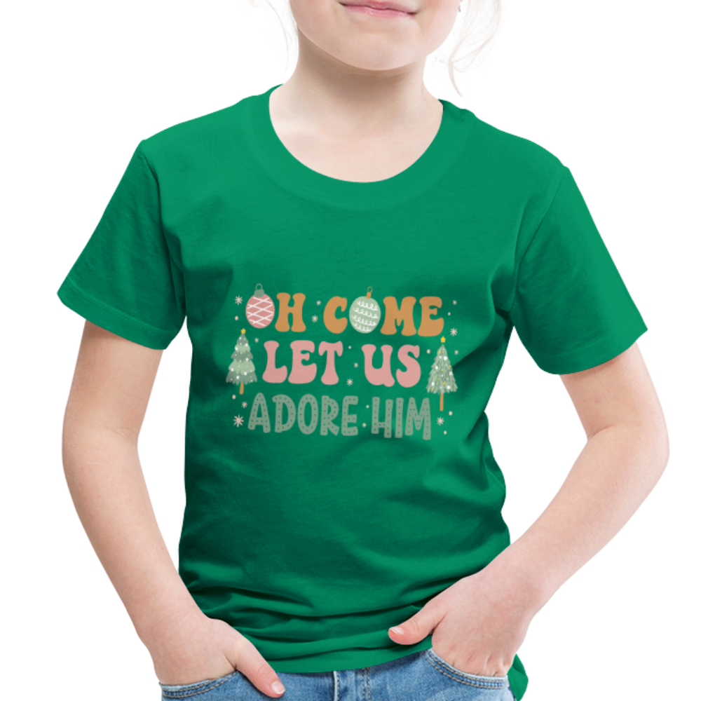 Oh Come Let us Adore Him Christmas Family Toddler Premium T-Shirt - kelly green