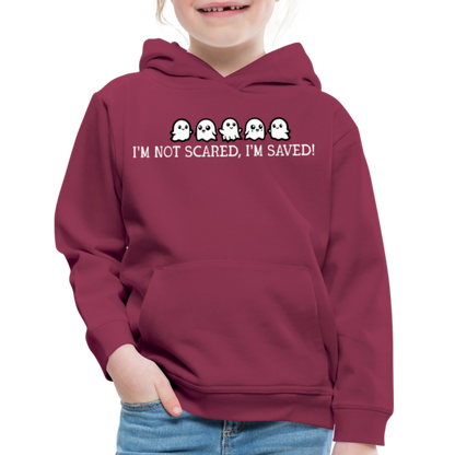 I'm Not Scared I'm Saved (W) Kid's Hoodie - burgundy