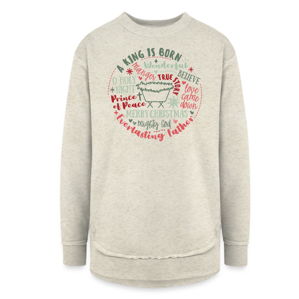 Manger Collage (RG) Women's Tunic Sweater - heather oatmeal