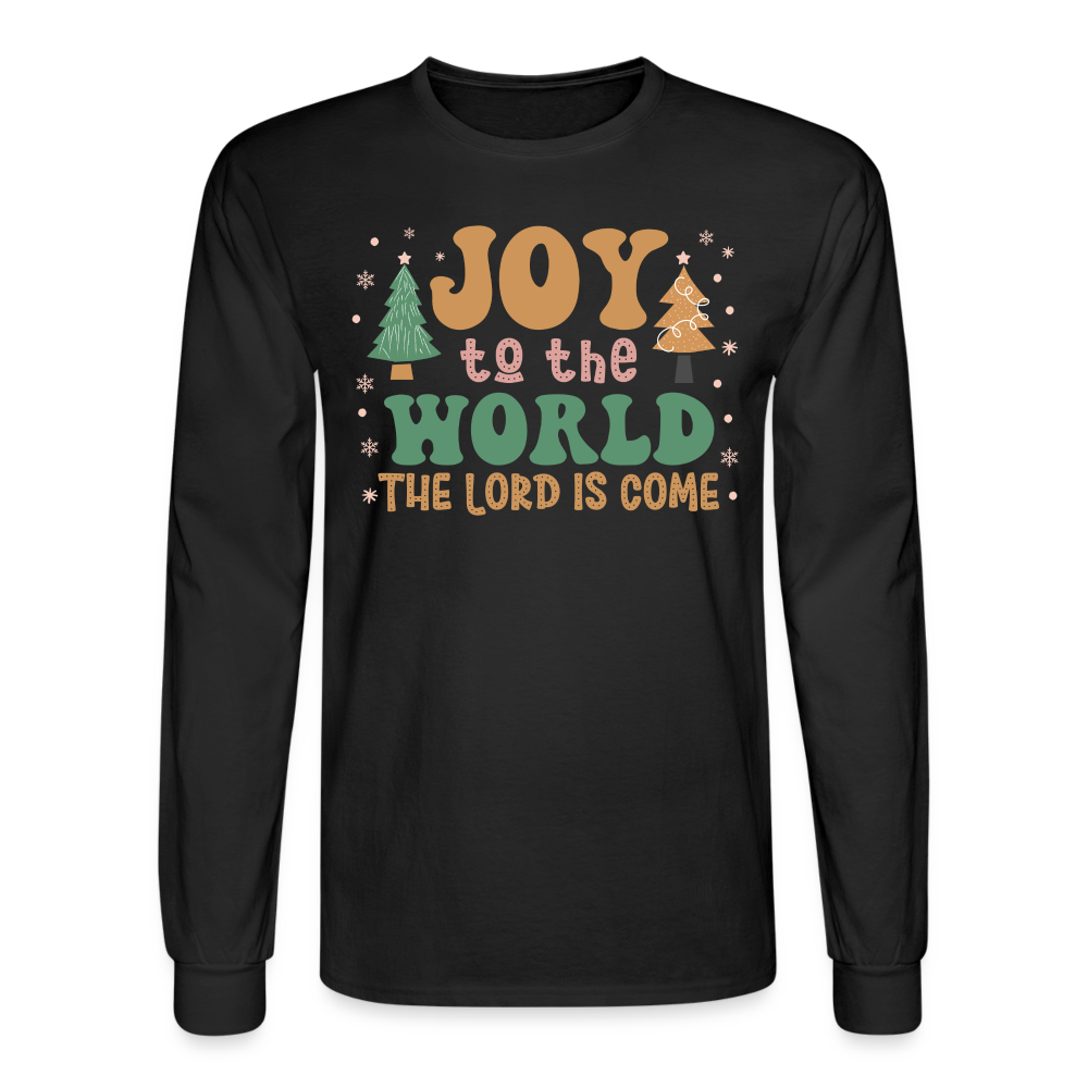 Joy to the World Christmas Family Men's Long Sleeve T-Shirt - black