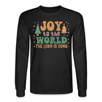 Joy to the World Christmas Family Men's Long Sleeve T-Shirt - black