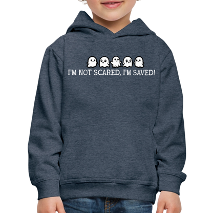 I'm Not Scared I'm Saved (W) Kid's Hoodie - heather denim