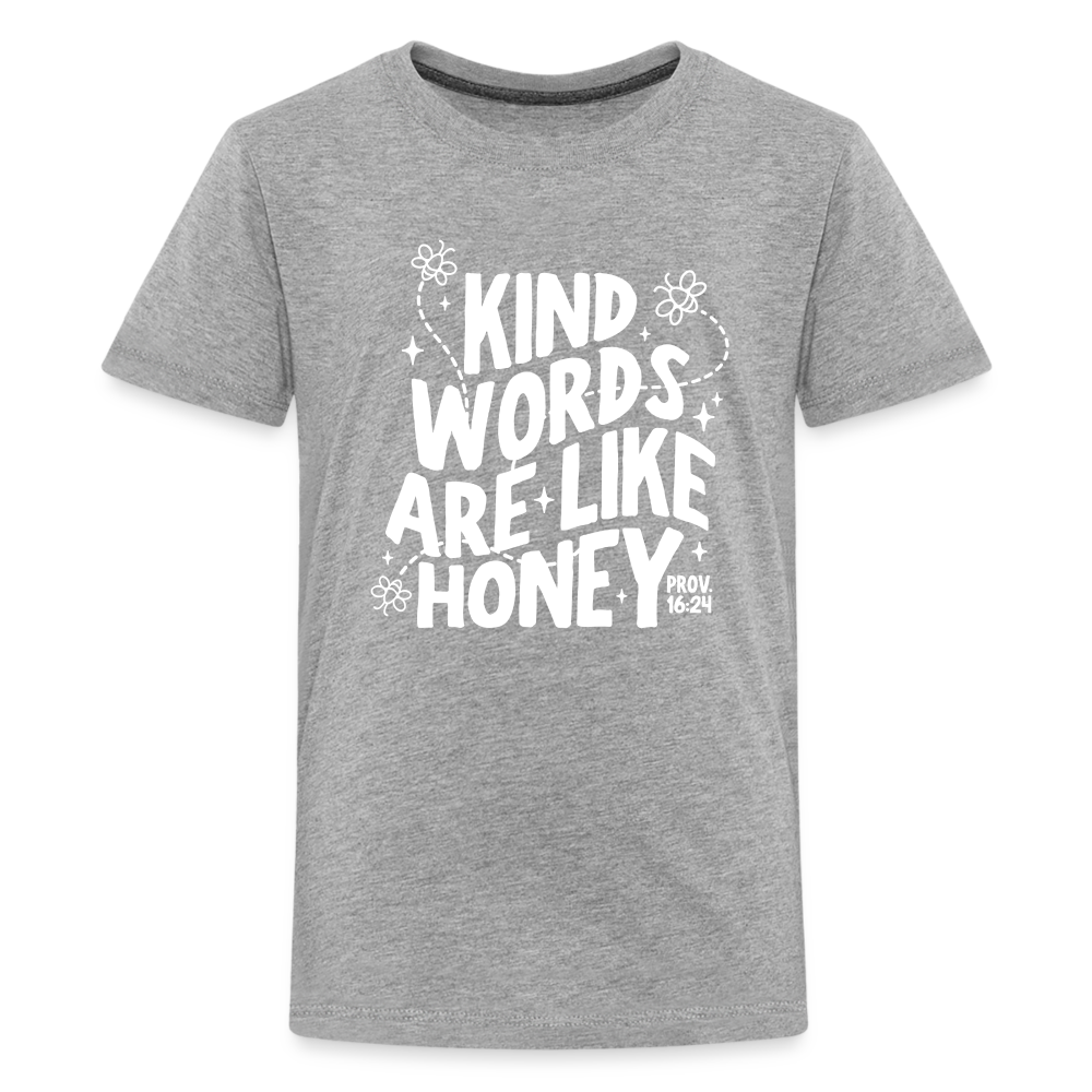 Kind Words are Like Honey (W) Kid's T-Shirt - heather gray