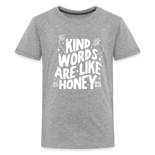 Kind Words are Like Honey (W) Kid's T-Shirt - heather gray