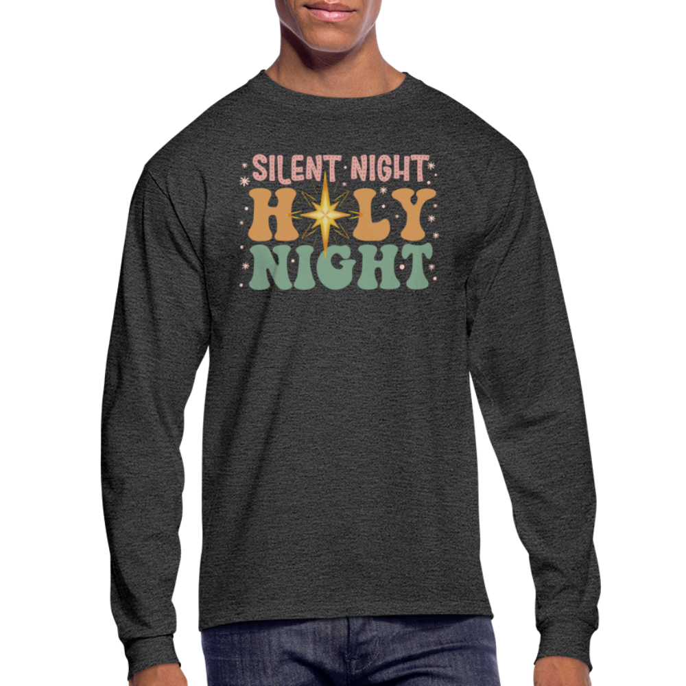 Silent Night Christmas Family Men's Long Sleeve T-Shirt - heather black