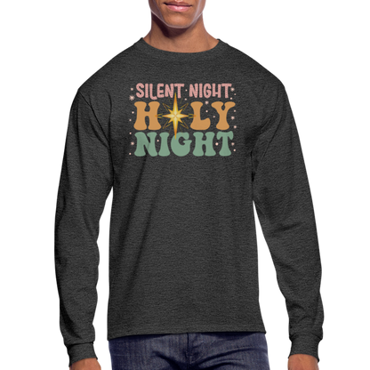 Silent Night Christmas Family Men's Long Sleeve T-Shirt - heather black