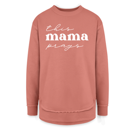 This Mama Prays (W) Women's Weekend Tunic Fleece Sweatshirt - mauve