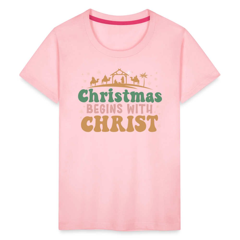 Christmas Begins with Christ Family Kids' Premium T-Shirt - pink