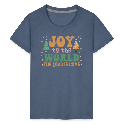 Joy to the World Christmas Family Kids' Premium T-Shirt - heather blue