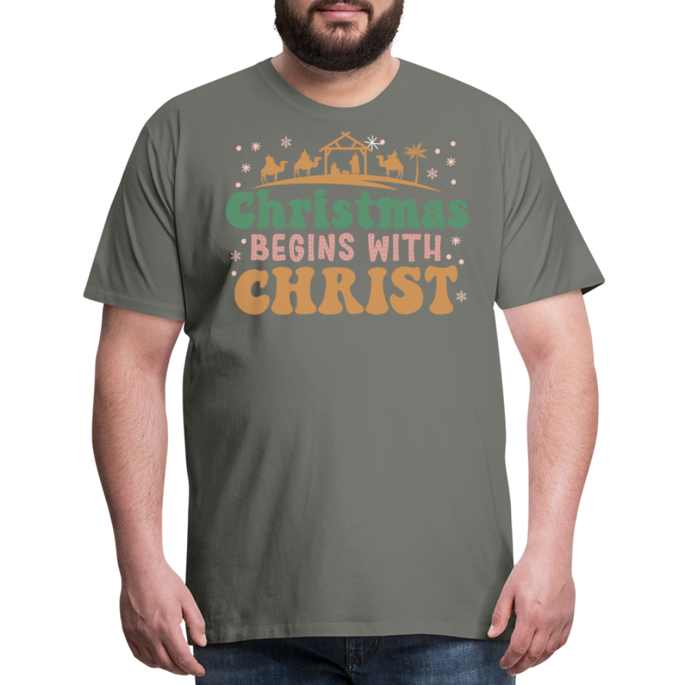 Christmas Begins with Christ is Born Christmas Family Men's Premium T-Shirt - asphalt gray