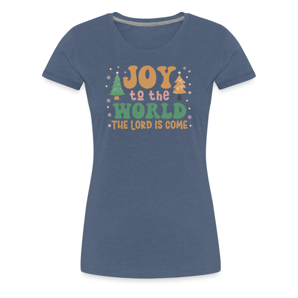 Joy to the World Christmas Family Women’s Premium T-Shirt - heather blue