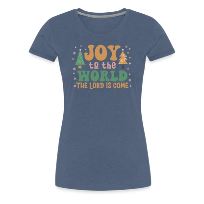 Joy to the World Christmas Family Women’s Premium T-Shirt - heather blue