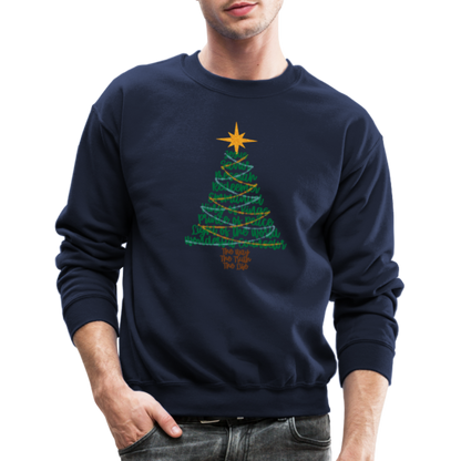 Names of Jesus Christmas Tree Men's Sweater - navy