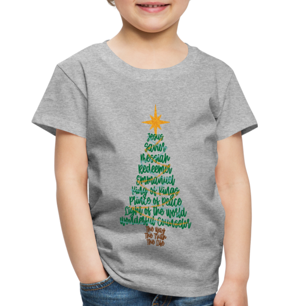 Names of Jesus Christmas Tree Toddler Shirt - heather gray