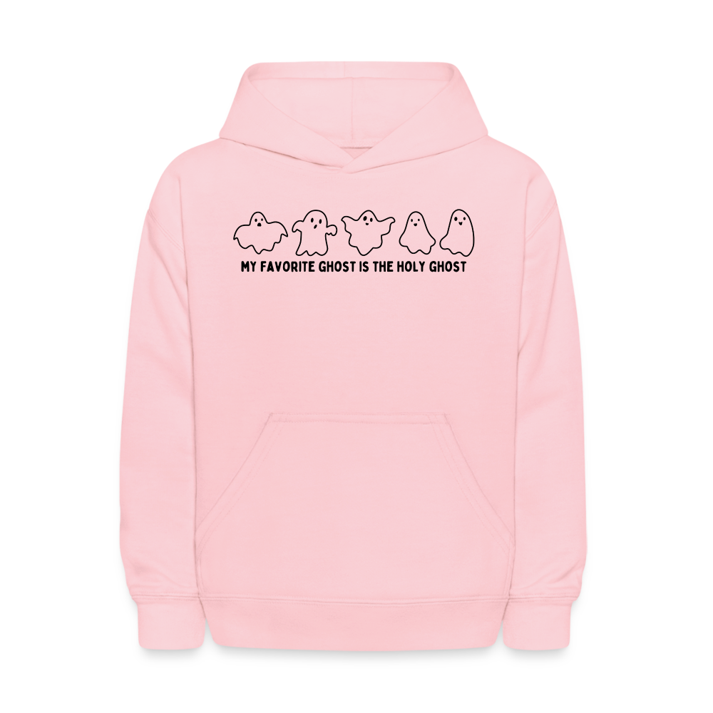 My Favorite Ghost is the Holy Ghost , (Outline) Youth Hoodie - pink