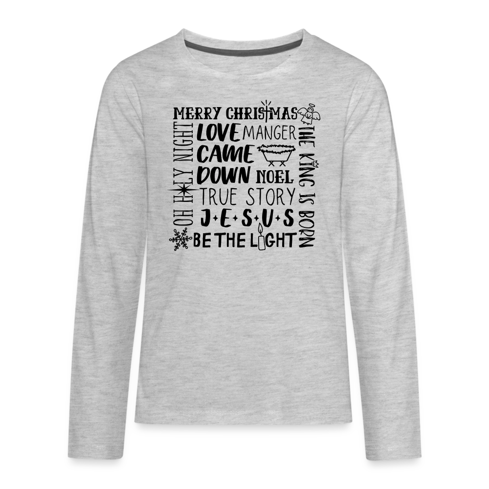 Christmas Collage Kid's Long Sleeve Shirt - heather gray