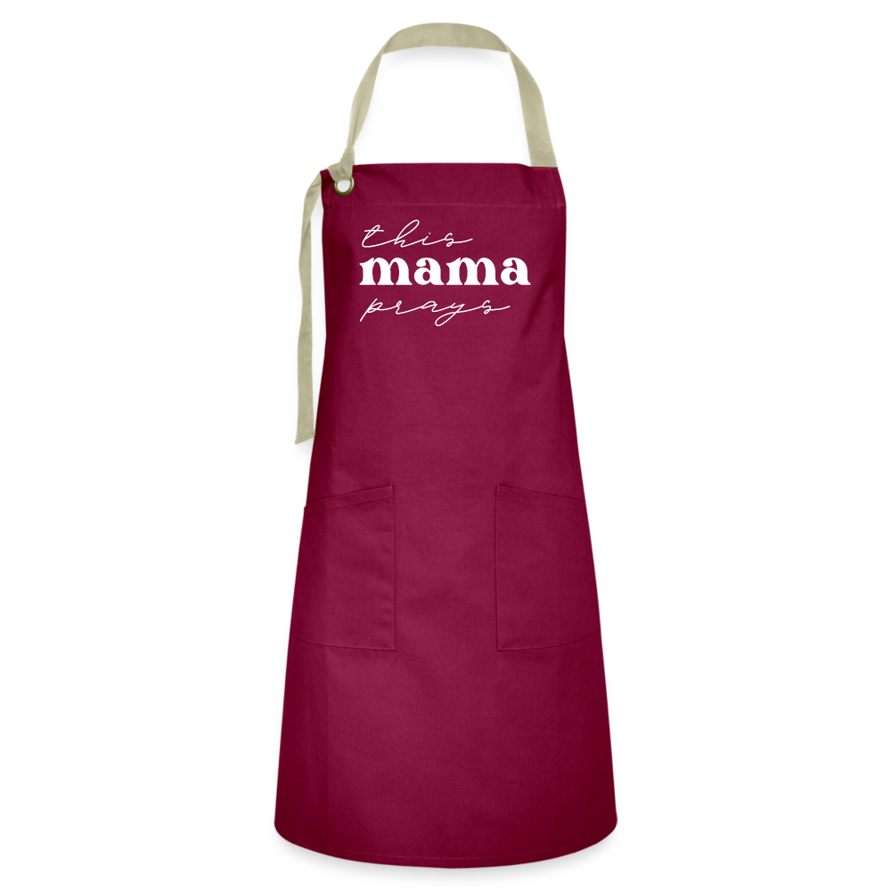 This Mama Prays Apron - burgundy/khaki