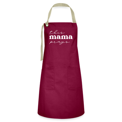 This Mama Prays Apron - burgundy/khaki