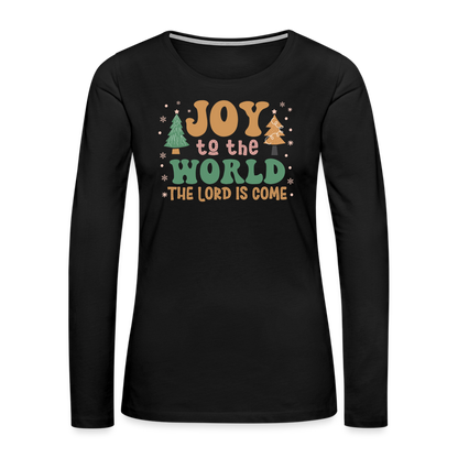 Joy to the World Christmas Family Women's Premium Long Sleeve T-Shirt - black