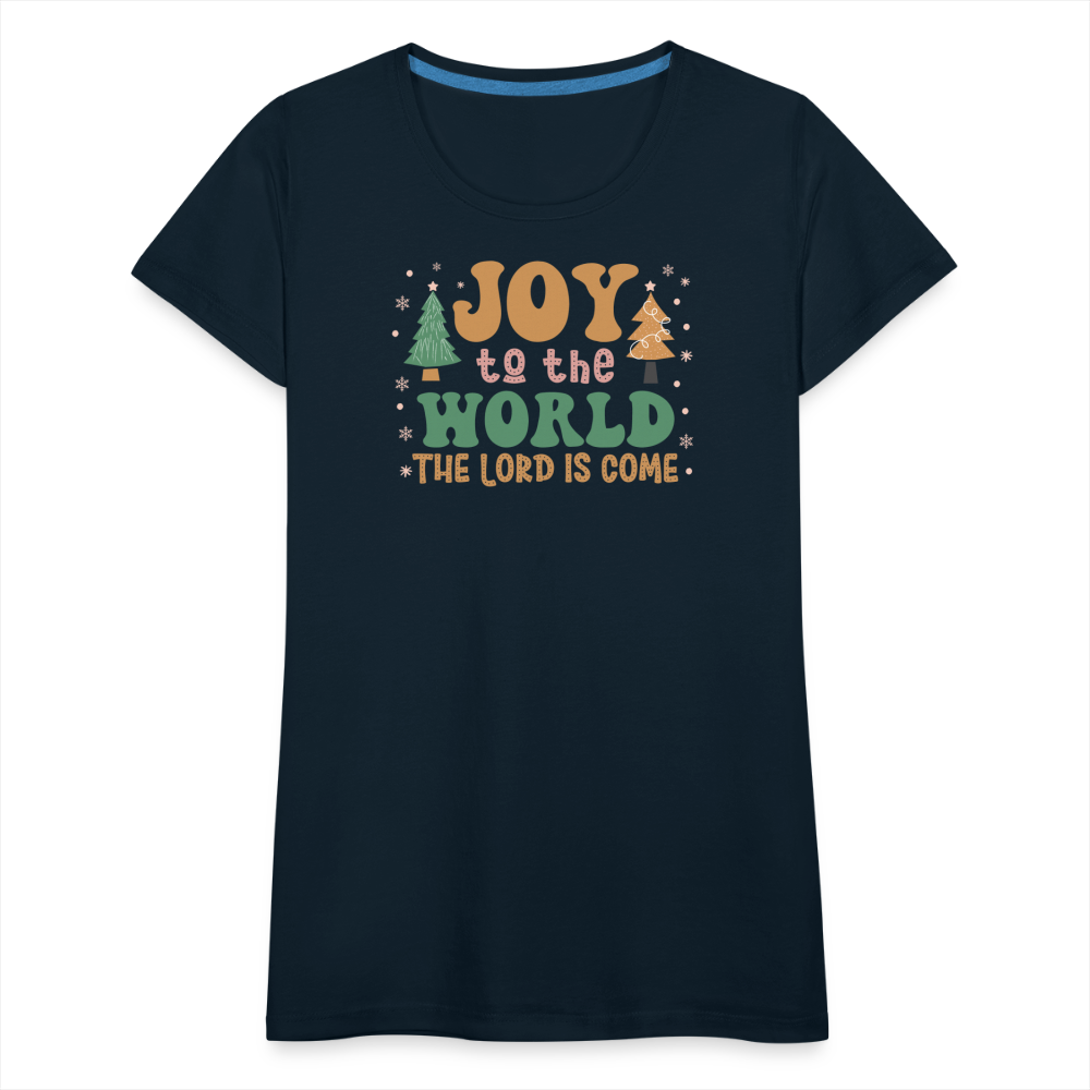 Joy to the World Christmas Family Women’s Premium T-Shirt - deep navy