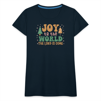 Joy to the World Christmas Family Women’s Premium T-Shirt - deep navy