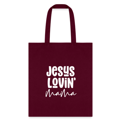 Jesus Lovin Mama Tote Bag - burgundy