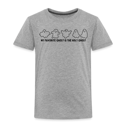 My Favorite Ghost is the Holy Ghost (B, Outline) Toddler T-Shirt - heather gray