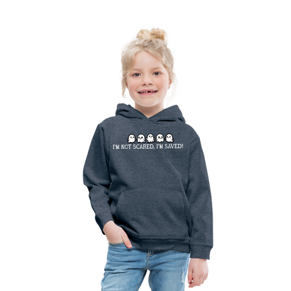 I'm Not Scared I'm Saved (W) Kid's Hoodie - heather denim