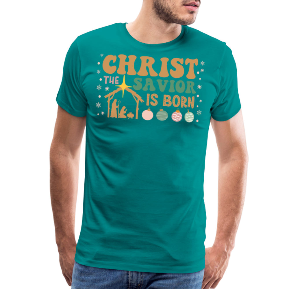 Christ the Savior is Born Christmas Family Men's Premium T-Shirt - teal