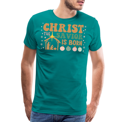 Christ the Savior is Born Christmas Family Men's Premium T-Shirt - teal