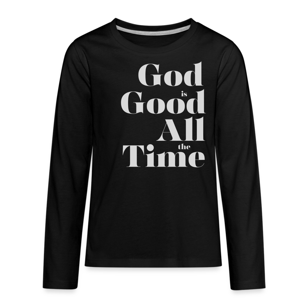 God is Good Kids' Premium Long Sleeve T-Shirt - black