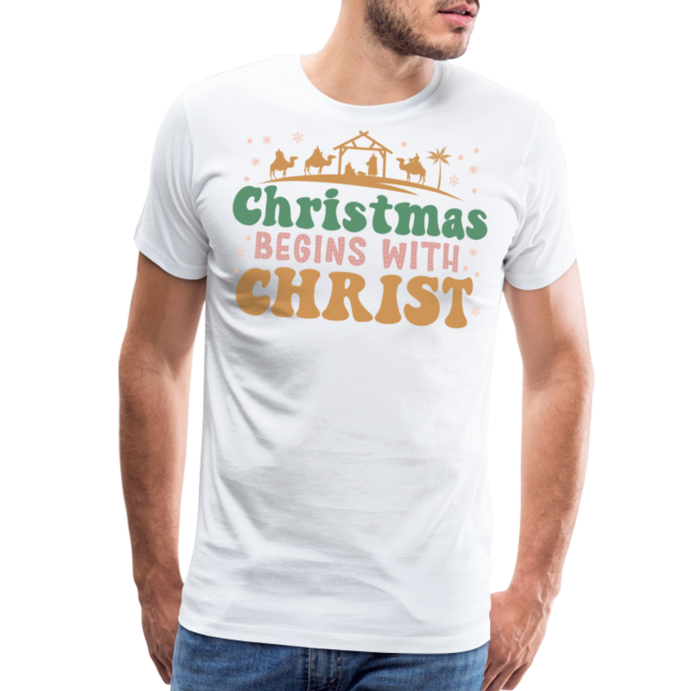 Christmas Begins with Christ is Born Christmas Family Men's Premium T-Shirt - white