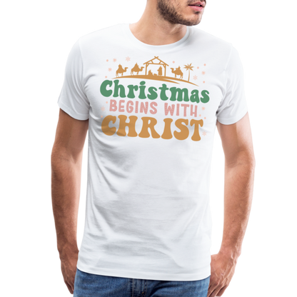 Christmas Begins with Christ is Born Christmas Family Men's Premium T-Shirt - white