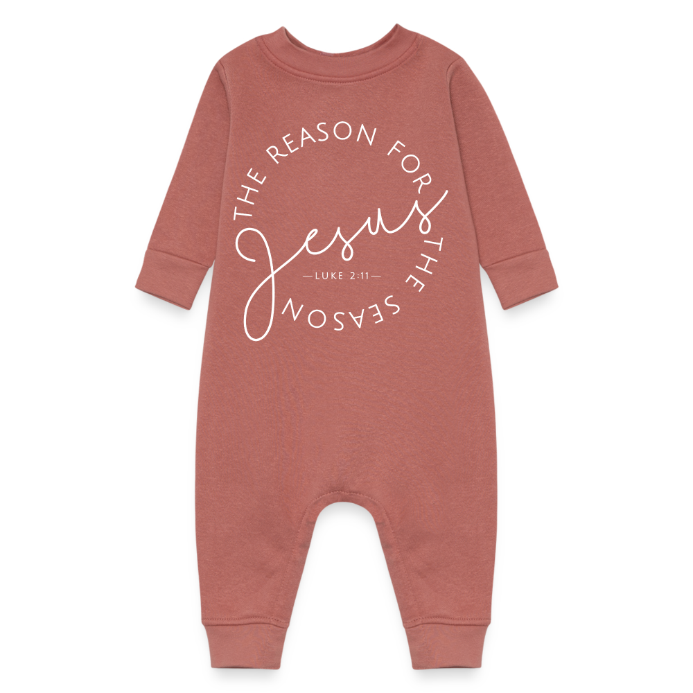 The Reason for the Season (W) Christmas Family Baby Fleece One Piece - mauve