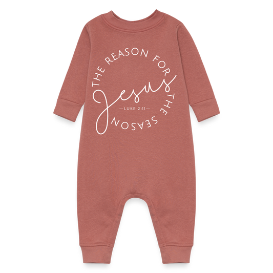 The Reason for the Season (W) Christmas Family Baby Fleece One Piece - mauve