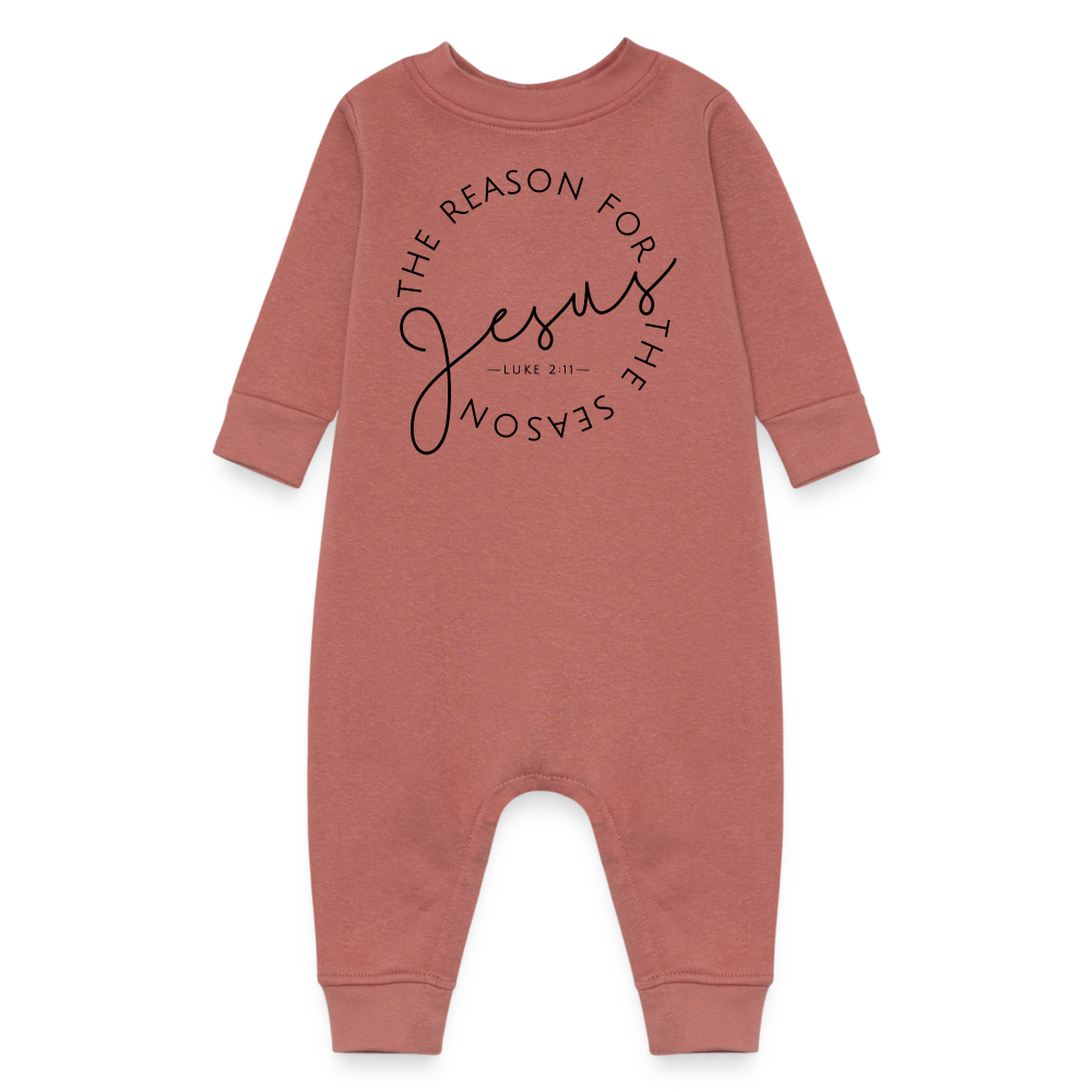 The Reason for the Season Christmas Baby Fleece One Piece - mauve