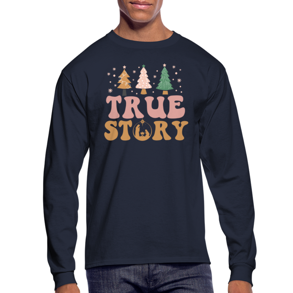 True Story Christmas Family Men's Long Sleeve T-Shirt - navy