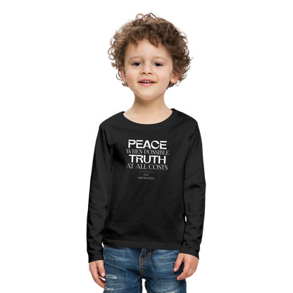 Peace when Possible Truth at All Costs Reformation Day (W) Kid's Long Sleeve Shirt - black